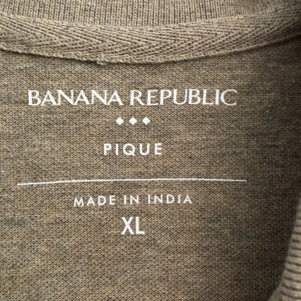 Banana Republic Pique Polo Shirt XL Mens Tan Monogram Cotton Logo Rugby Golf Dad